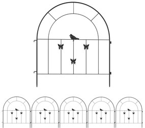 Outsunny Conjunto de 5 Vedações para Jardim Metálicas 300x70 cm Combinação Livre Barreira para Animais para Pátio Relva Preto | Aosom Portugal