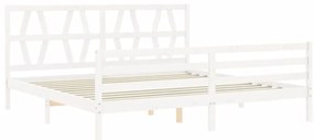 Estrutura de cama com cabeceira 200x200cm madeira maciça branco