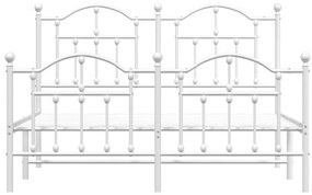 Estrutura de cama com cabeceira e pés 135x190 cm metal branco
