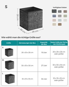 Conjunto de 6 unidades Caixas de arrumação 26 x 26 x 28 cm, preto mesclado