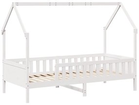 Cama infantil formato de casa 90x190 cm pinho maciço branco