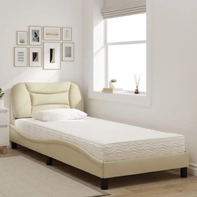 Cama com colchão 80x200 cm tecido cor creme