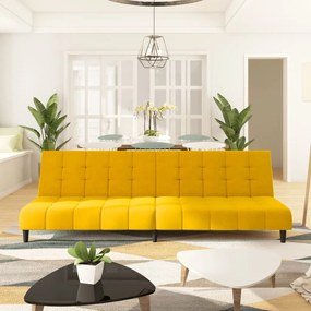 vidaXL Sofá-cama de 2 lugares veludo amarelo