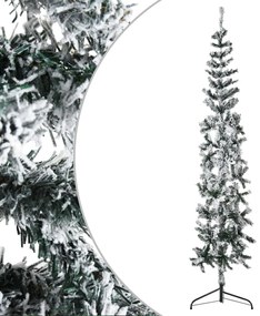 344606 vidaXL Meia árvore de Natal fina com flocos de neve 180 cm