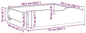 Gavetas para cama 2 pcs 75x55x17 cm pinho maciço castanho-mel