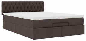 Cama otomana com colchão 140x190 cm tecido castanho escuro