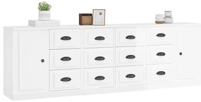 Aparadores 3 pcs derivados de madeira branco brilhante