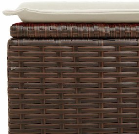 9 pcs conjunto sofás p/ jardim c/ almofadões vime PE castanho