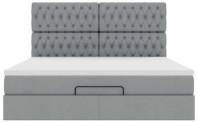 Estrutura cama otomana colchão 160x200 cm tecido cinzento claro