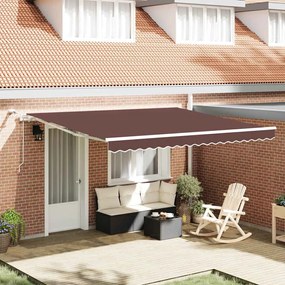 vidaXL Toldo retrátil automático com luz LED 400x300 cm castanho