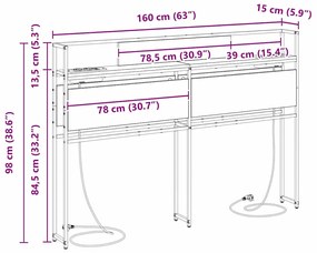 Cabeceira de armazenamento com cabeceira Sonoma cinzento 160 cm
