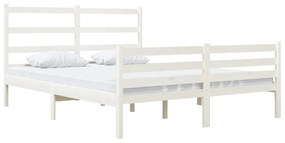 Estrutura de cama pequena casal 120x190 cm pinho maciço branco