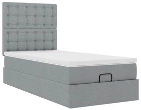 Cama otomana com colchão 90x200 cm tecido cinzento claro