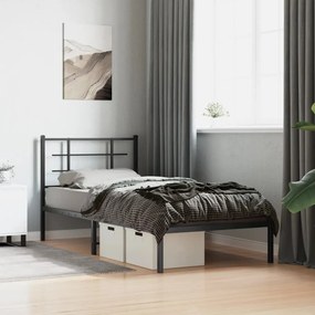 Estrutura de cama com cabeceira 90x190 cm metal preto