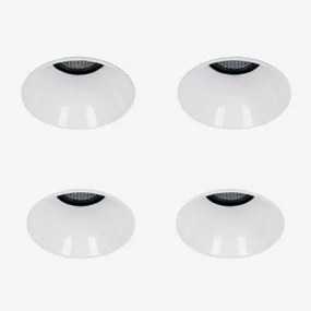 Pack De 4 Downlights Led Embutidos Sem Moldura Trimless Redondos Ø6,8 Cm Em Alumínio Luisiana Branco & Branco Neutro 3500k & 8 W & 23º - Sklum