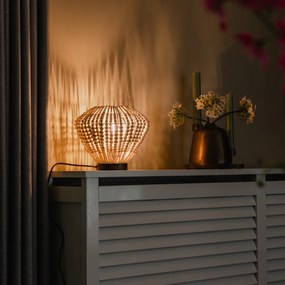 Candeeiro de mesa oriental bege com contas - Moti