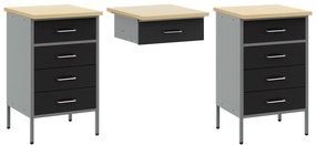 Conjunto de Armário e Painel de Ferramentas de 7 Peças vidaXL Preto em