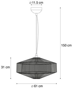 Japandi hanglamp bruin touw 61cm - Svea Japandi