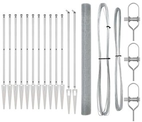 Cerca de Fio Soldado com 13 Postes de Espeto 1,5x25 m Aço Galvanizado