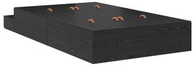 Cama de Armazenamento Preto Carvalho 120x190 cm