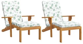 Almofadões p/ cadeira de terraço 2 pcs tecido oxford folhas