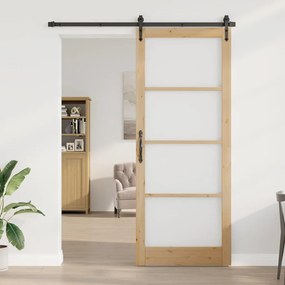 vidaXL Porta Interior com Vidro "ORKDAL" 93x232x4 cm Madeira Sólida de Pinheiro