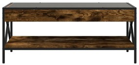 Mesa de centro luzes LED Infinity 90x50x38 cm carvalho fumado