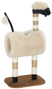 Pawhut Árvore de Arranhar com estilo de Felino com Postes de Arranhar Túnel e Brinquedo 98 cm Marrom Claro | Aosom Portugal