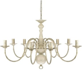 Candelabro de metal branco antigo com 8 lâmpadas E14