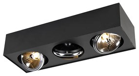 Foco de teto design preto quadrado 3-luzes - Kaya Moderno