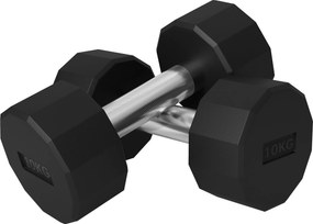 SPORTNOW Conjunto de 2 Halteres Dodecagonais 2 x 10 kg em Metal com Revestimento em Borracha para Treino em Casa e Ginásio Preto | Aosom Portugal