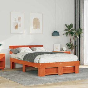 vidaXL Estrutura da Cama com cabeceira Castanho-mel 140 x 190 cm