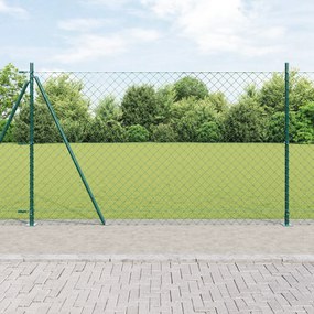 Cerca de Cadeia com 7 Postes Flanged 1,6x10 m Aço Galvanizado