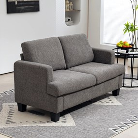 Sofá pequeno de 2 lugares com 120 cm e almofadas de encosto removíveis, tecido chenille para sala de estar, quarto, escritório, cinzento escuro