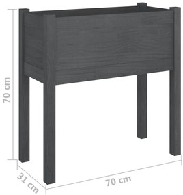 Vaso de jardim 70x31x70 cm madeira de pinho maciça cinzento