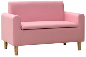 vidaXL Sofá infantil de 2 lugares couro artificial rosa