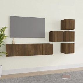 vidaXL Conjunto móveis de TV 6pcs madeira processada carvalho castanho
