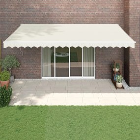 vidaXL Toldo retrátil 5x3 m tecido e alumínio cor creme