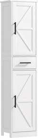 HOMCOM Coluna de Casa de Banho com 2 Prateleiras Ajustáveis Armário Alto de Casa de Banho Estreito Estilo Rústico 40x30x170 cm Branco | Aosom Portugal