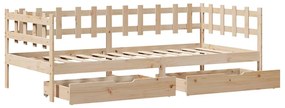Sofá-cama com gavetas 80x200 cm madeira de pinho maciça