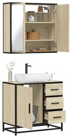vidaXL 2 pcs conj. móveis casa banho derivados madeira carvalho sonoma