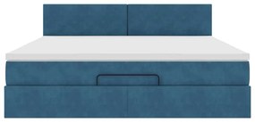 Estrutura de cama otomana com colchão 160x200 cm azul escuro