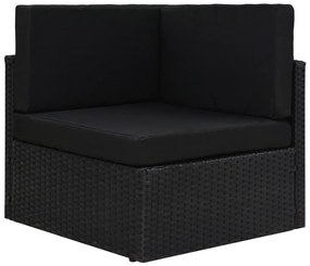 8 pcs conjunto lounge de jardim c/ almofadões vime PE preto
