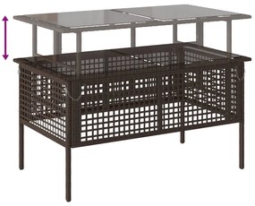 4pcs conj. sofás de jardim c/ almofadões vime PE/vidro castanho