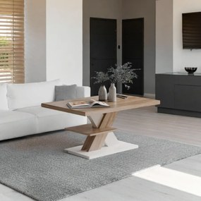 Mesa de centro Detroit 90 x 60 x 45 cm Branco/Carvalho Sonoma