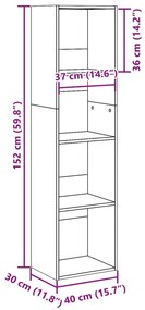 Estante 40x30x152 cm derivados de madeira cinzento sonoma