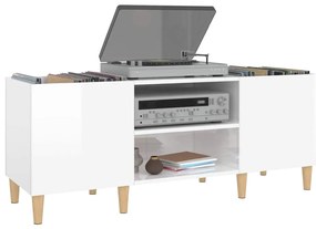 Armário p/ discos 121x38x48 cm deriv. madeira branco brilhante