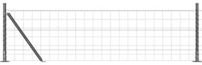 Cerca Euro com 13 Postes Flangeados 0.6x25 m Aço Galvanizado