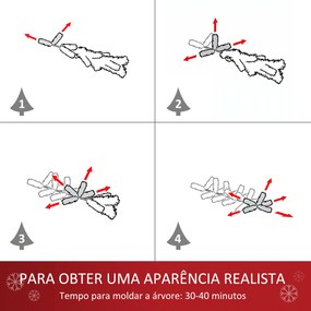 Árvore de Natal 210 cm com 250 Luzes LED Árvore de Natal Nevada com 829 Ramos e Base Dobrável Ø112x210 cm Verde