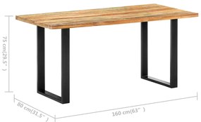 Mesa de jantar 160x80x75 cm madeira recuperada maciça